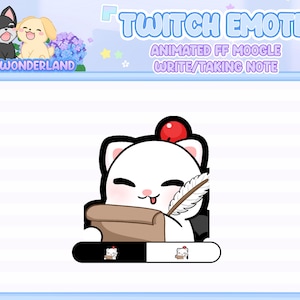Animated FF Moogle Twitch Emote - Moogle Write / Twitch Overlay / Stream Emote / Discord Emotes