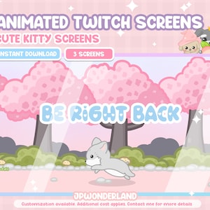 Animierte Kitty Running Twitch Screens - Beginne bald, Be Right Back, Ending Screens