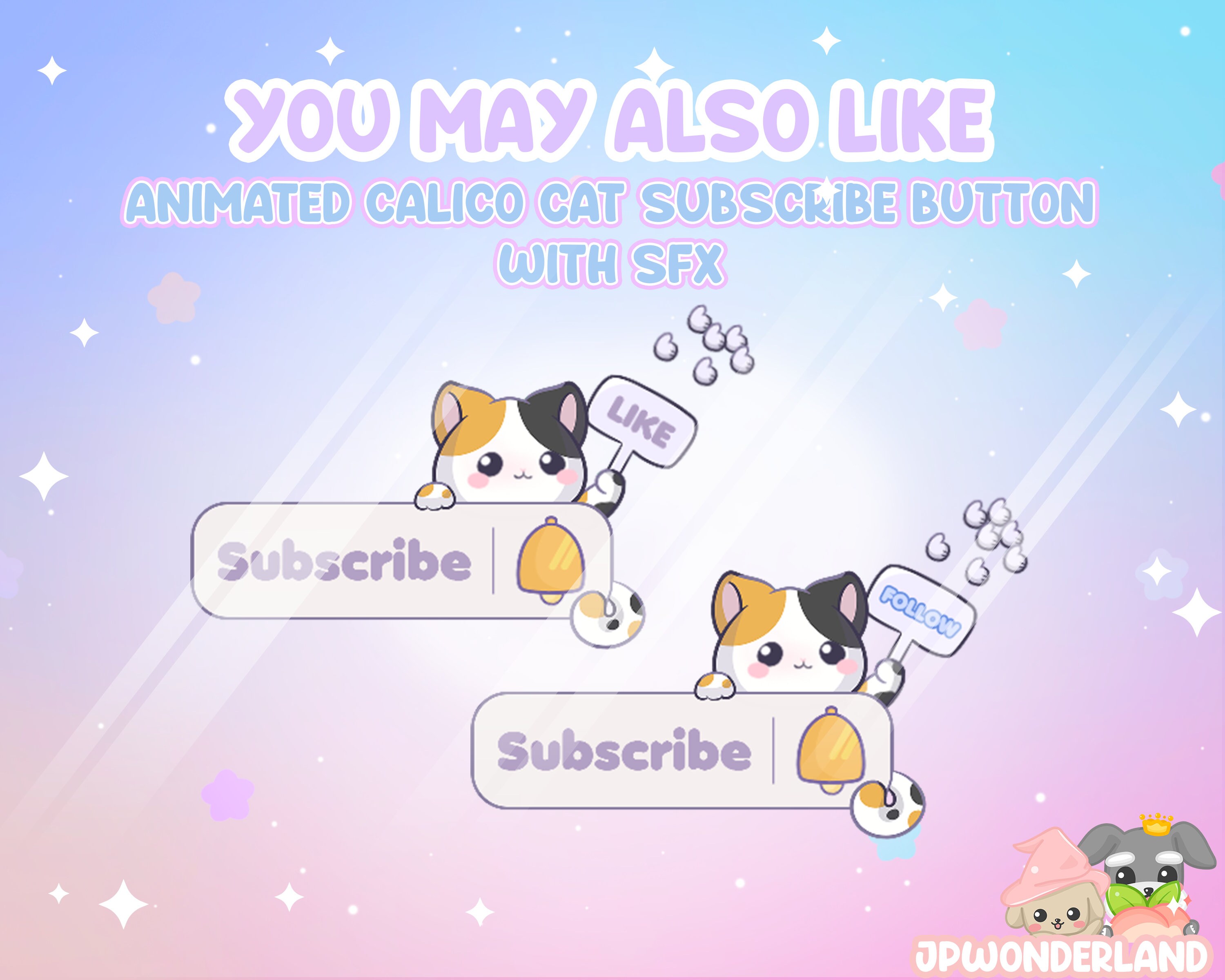 Animated Rabbit Streaming Subscribe Button Overlay W SFX / Cute Bunny ...