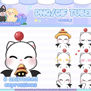 Cute FF Moogle PNGTuber / PNG GIF Tuber / Animated Moogle GIFTuber  / Cute Stream / Vivi Plush Toy