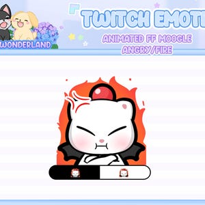Animated FF Moogle Fire / Angry Emotes - Mad Twitch Emote / Kawaii Moogle Twitch/Discord Emote