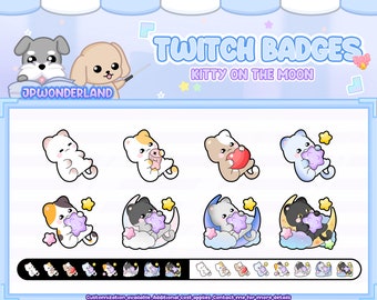 Kitty on the moon badges / Emotes / Stream Badges / Discord Emotes