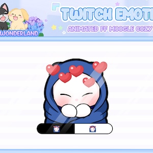 Emote Twitch FF Moogle animato - Coperta accogliente Moogle / Sovrapposizione Twitch / Emote streaming / Emote Discord