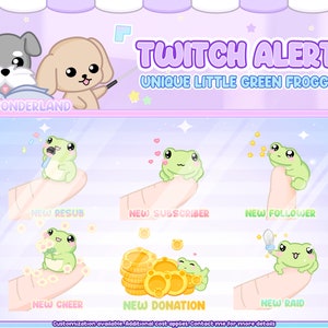 Animowany Mały Żabkowy Pakiet Alertów Twitch / Alert Stream / Nakładka Twitch / Słodki Żabek