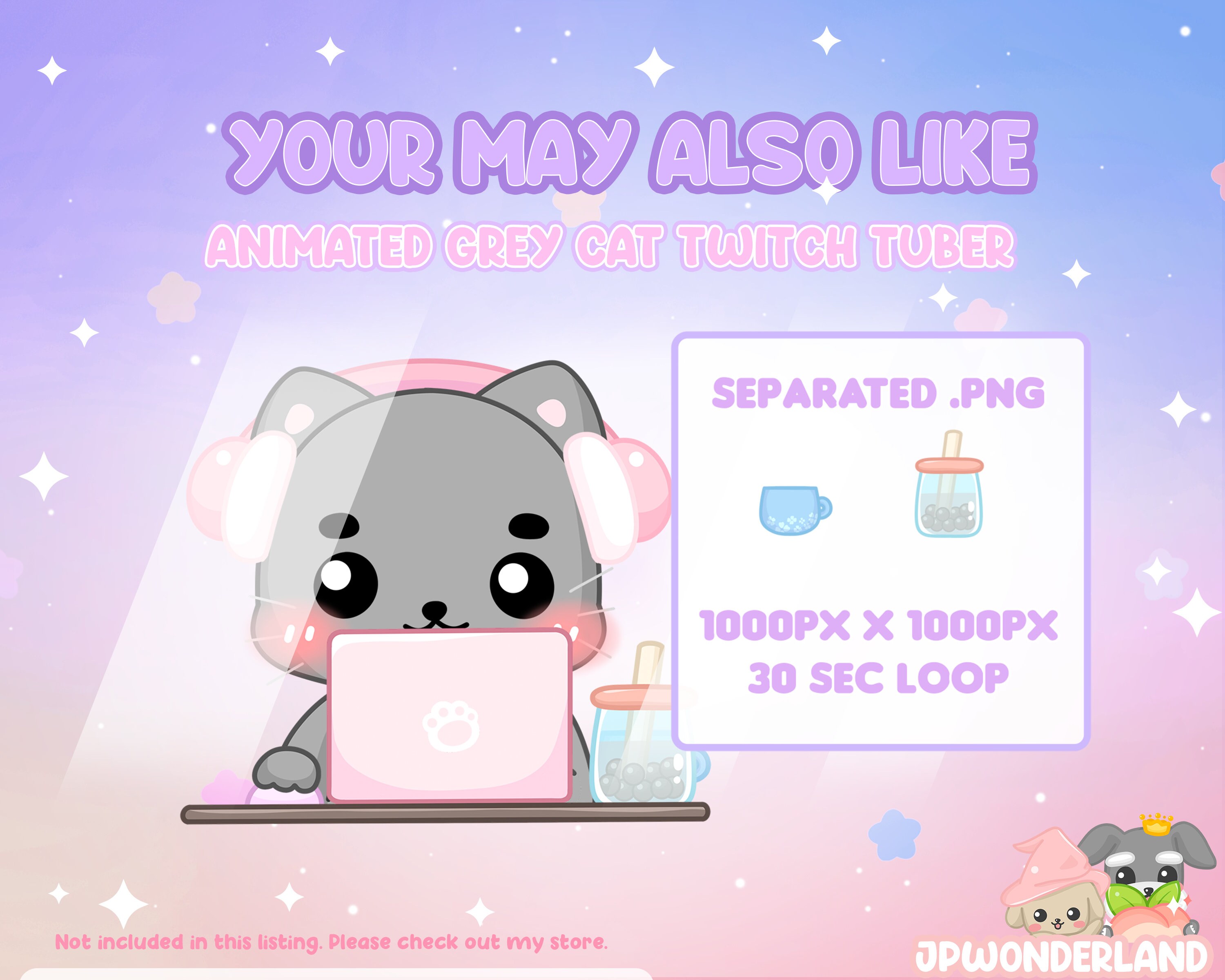 Cute Animated Cat Twitch Goals & Chat Widgets Kitty on the 