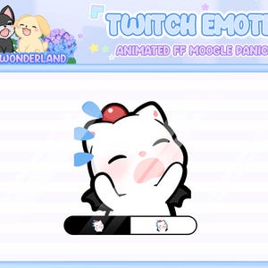 Geanimeerde FF Moogle Twitch-emote - Moogle Panic / Twitch-overlay / Stream-emote / Discord-emotes