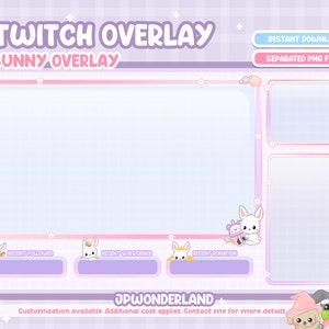 Cute Bunny / Rabbit Twitch Overlay compatible with streamlabs / obs studio / stream elements