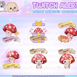 Unique Animated Little Mushroom Twitch Alert Bundle | Stream Alerts