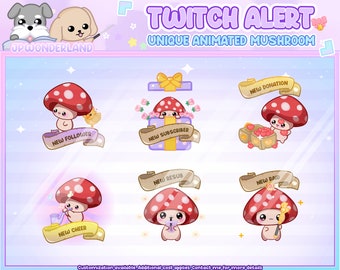 Unique Animated Little Mushroom Twitch Alert Bundle | Stream Alerts