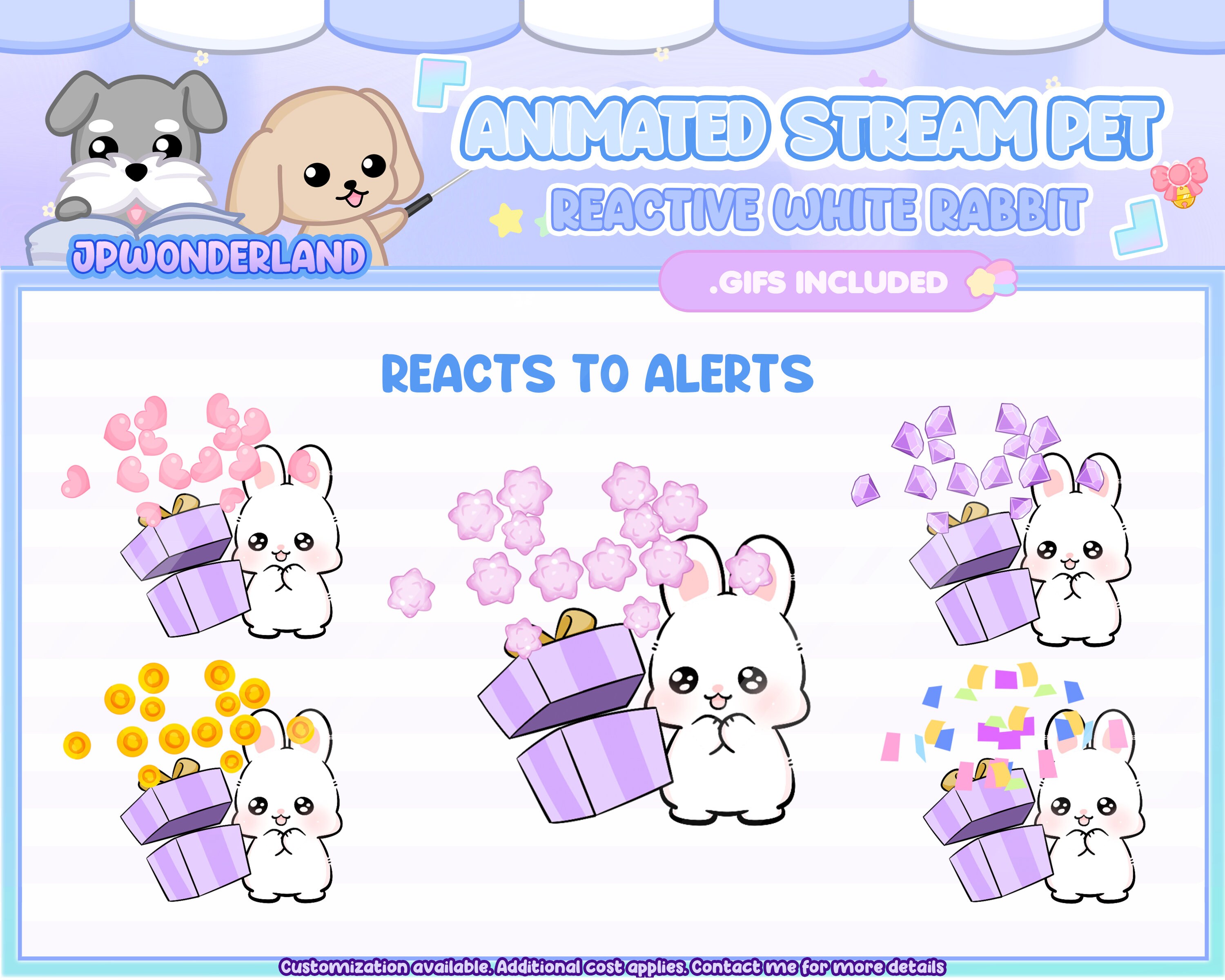 Stream And Rabbit Base Cute Animated Rabbit White Stream Pet, Reacts to Commands and Alerts ...
