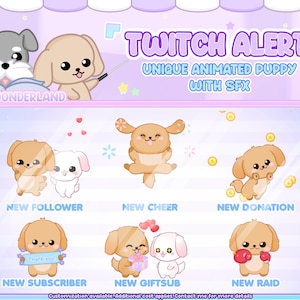 Unique Animated Puppy with SFX Twitch Alert Bundle / Stream Alert