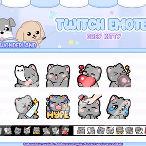Grey Cat / Kitty Twitch Emotes / Twitch Overlay / Stream Emote / Discord Emotes