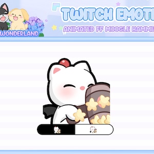 Animiertes FF Moogle Twitch Emote - Moogle Hammer / Twitch Overlay / Stream Emote / Discord Emotes