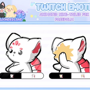 Animowane emotikony Twitch Facepalm - Dziewięcioogoniasty Lis / Emotka Kumiho Twitch / Gumiho Twitch/Discord