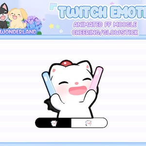 Emote animata FF Moogle Twitch - Esultanza / Bacchetta luminosa / Sovrapposizione Twitch / Emote Streaming / Emote Discord