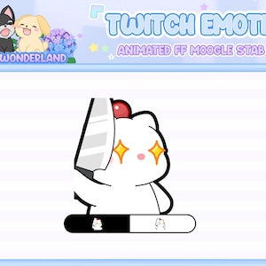 Geanimeerde FF Moogle Twitch-emote: steek/mes / Twitch-overlay / stream-emote / Discord-emotes