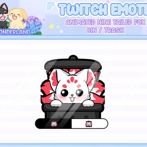 Animowana emotka Twitch Bin - Dziewięcioogoniasty Lis Śmieci / Machający Kumiho Twitch / Gumiho Twitch/Discord