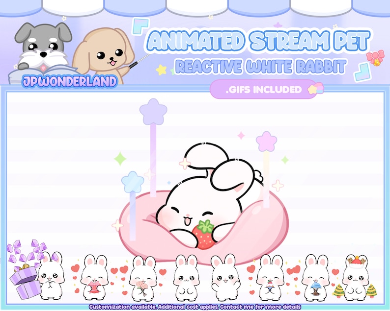 Stream And Rabbit Base Cute Animated Rabbit White Stream Pet, Reacts to Commands and Alerts ...