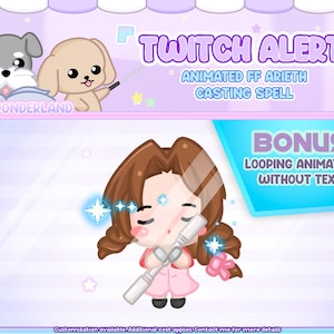 Animated Twitch Alerts - FF Aerith/ FF7 Chibi / Stream Add-on / Twitch Decorations