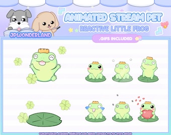 Animated Little Frog Stream Pet with 11 expressions, reacts to commands and alerts | Digital assets | Stream Deco | Twitch Pets animation