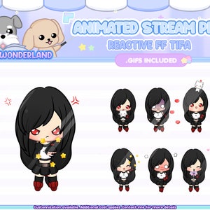 Animowany zwierzak Chibi Tifa Stream, reaguje na polecenia i alerty | Zasoby cyfrowe | Stream Deco | Animacja zwierząt Twitch
