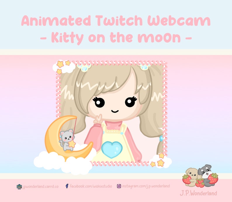 Animated Twitch Webcam - Kitty on the Moon - Etsy