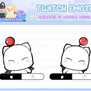 Geanimeerde FF Moogle Twitch-emote - Moogle Wiggle / Moogle Wiggling / Twitch-overlay / Stream-emote / Discord-emotes