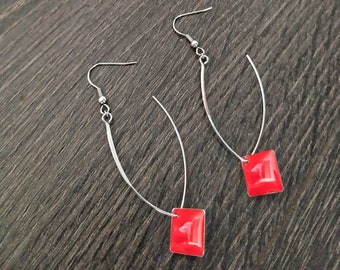 Geometric Earrings steel & resin silver tone