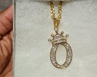 Gold Crown Letter Necklaces
