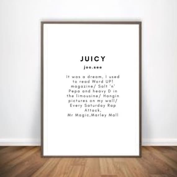 Biggie Smalls Lyrics Notorious Big Biggie Hypnotize Juicy Etsy