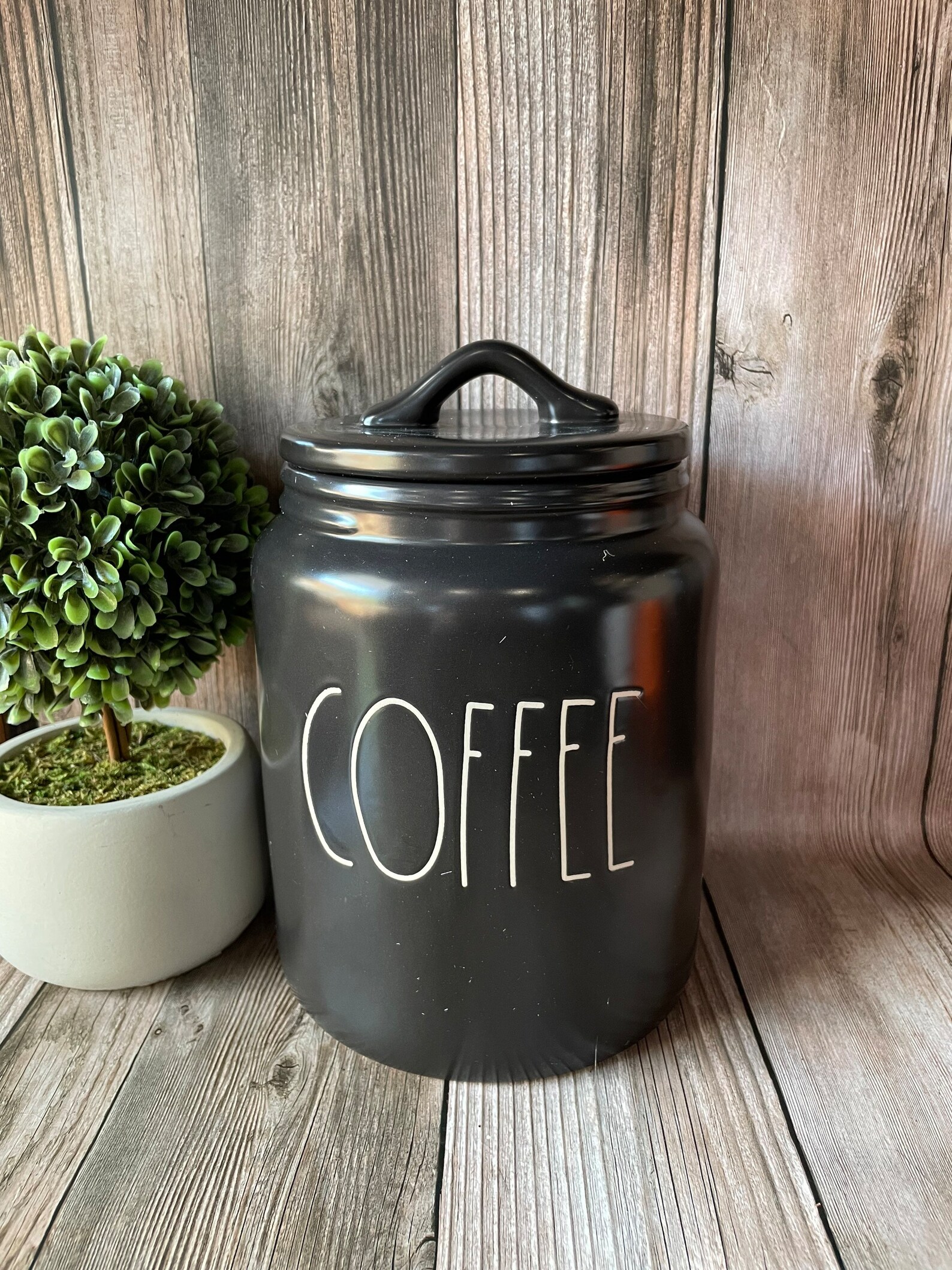 Rae Dunn Coffee Canister Ceramic Jar Black Coffee Canister Etsy
