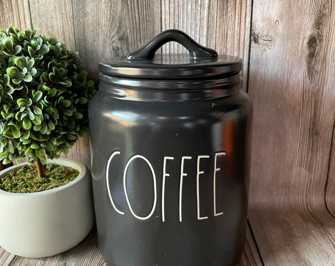 Rae Dunn Coffee Canister Ceramic Jar Black Coffee Canister Farmhouse