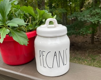 Ceramic canister -  Pecans canister - small canister - ceramic canister - ceramic jar - farmhouse style