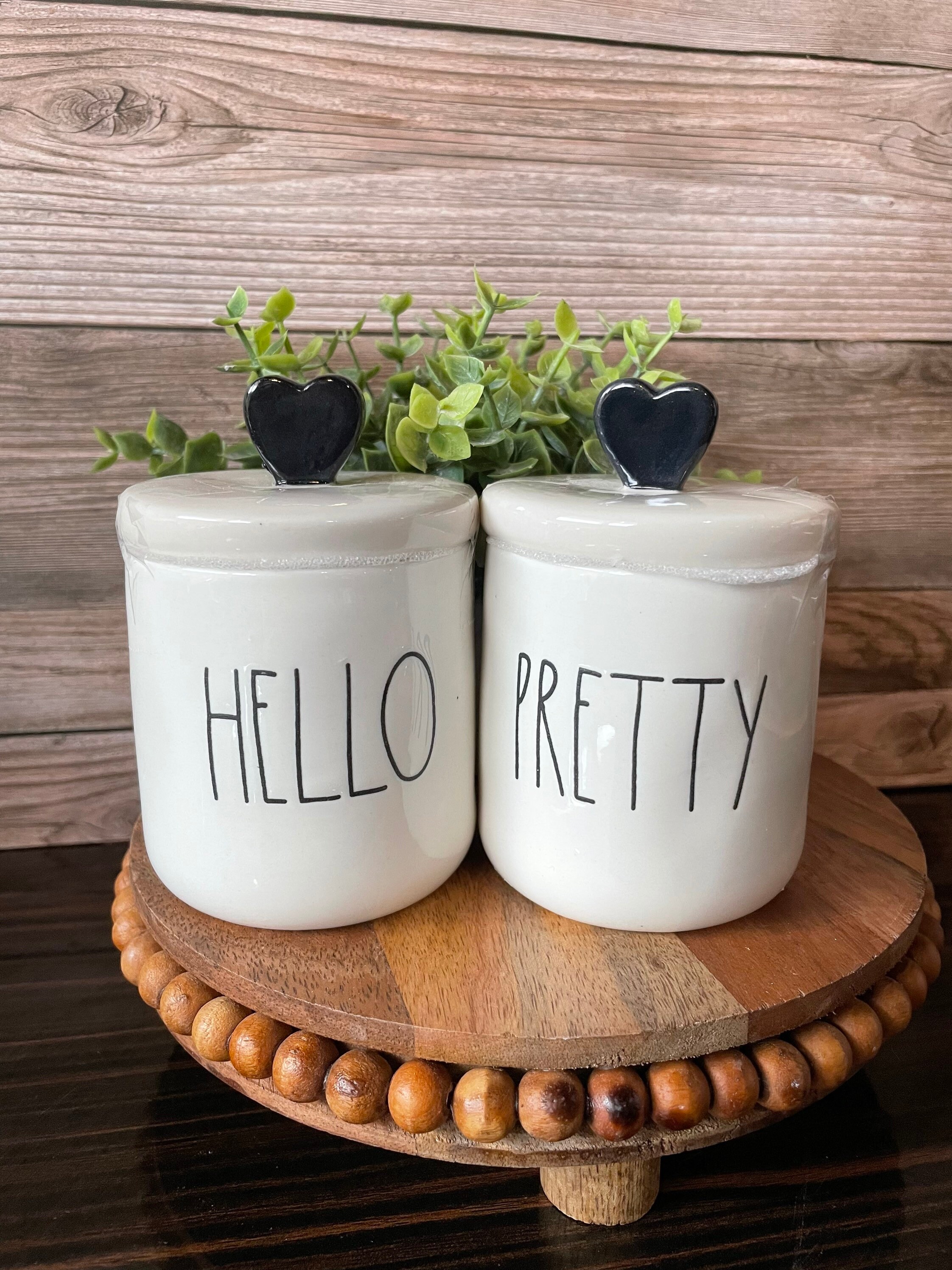 Farm House  Hair ties Bobby Pins jar - storage jar - ceramic  jar - bathroom vanity organizer - white jar black lid - Halloween theme