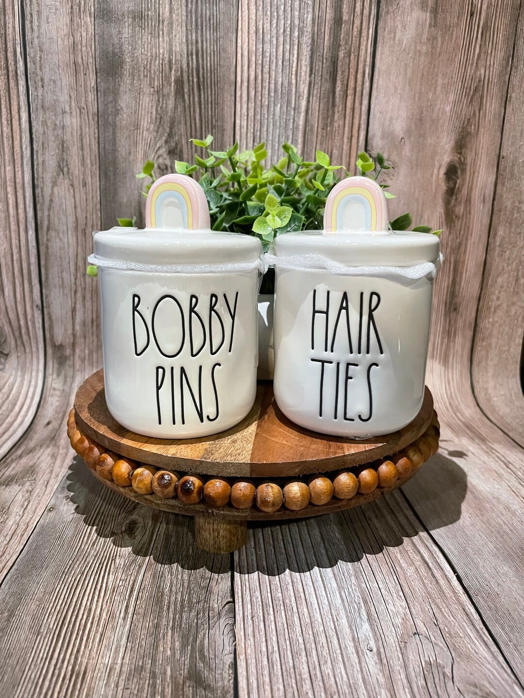 Farm House Hair Ties Bobby Pins Jar Small Storage Jar Ceramic Jar