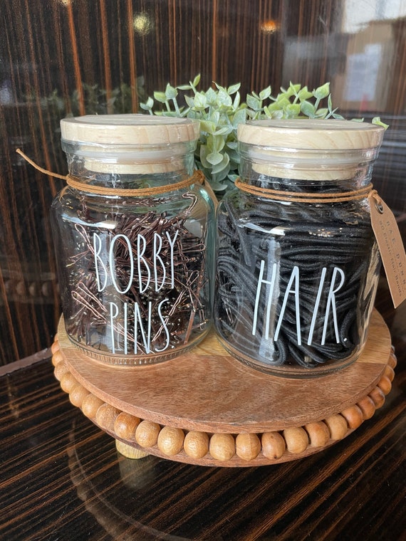 Farm House Hair Ties Bobby Pins Jar Storage Jar Glass Jar Bathroom Vanity  Organizer Cotton Swabs Jar Stash -  Israel