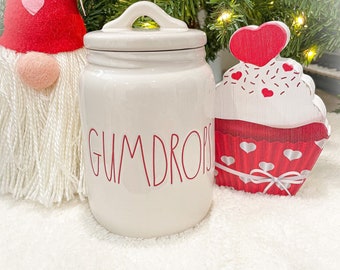 Farm House  GUMDROPS canister - candy canister - small - ceramic jar - farmhouse style - canister set - white