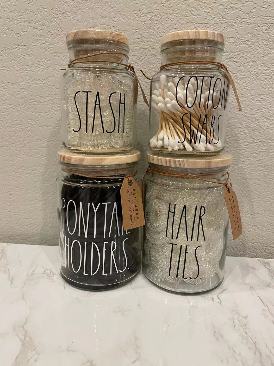 Rae Dunn Hair ties Bobby Pins jar storage jar glass jar Etsy
