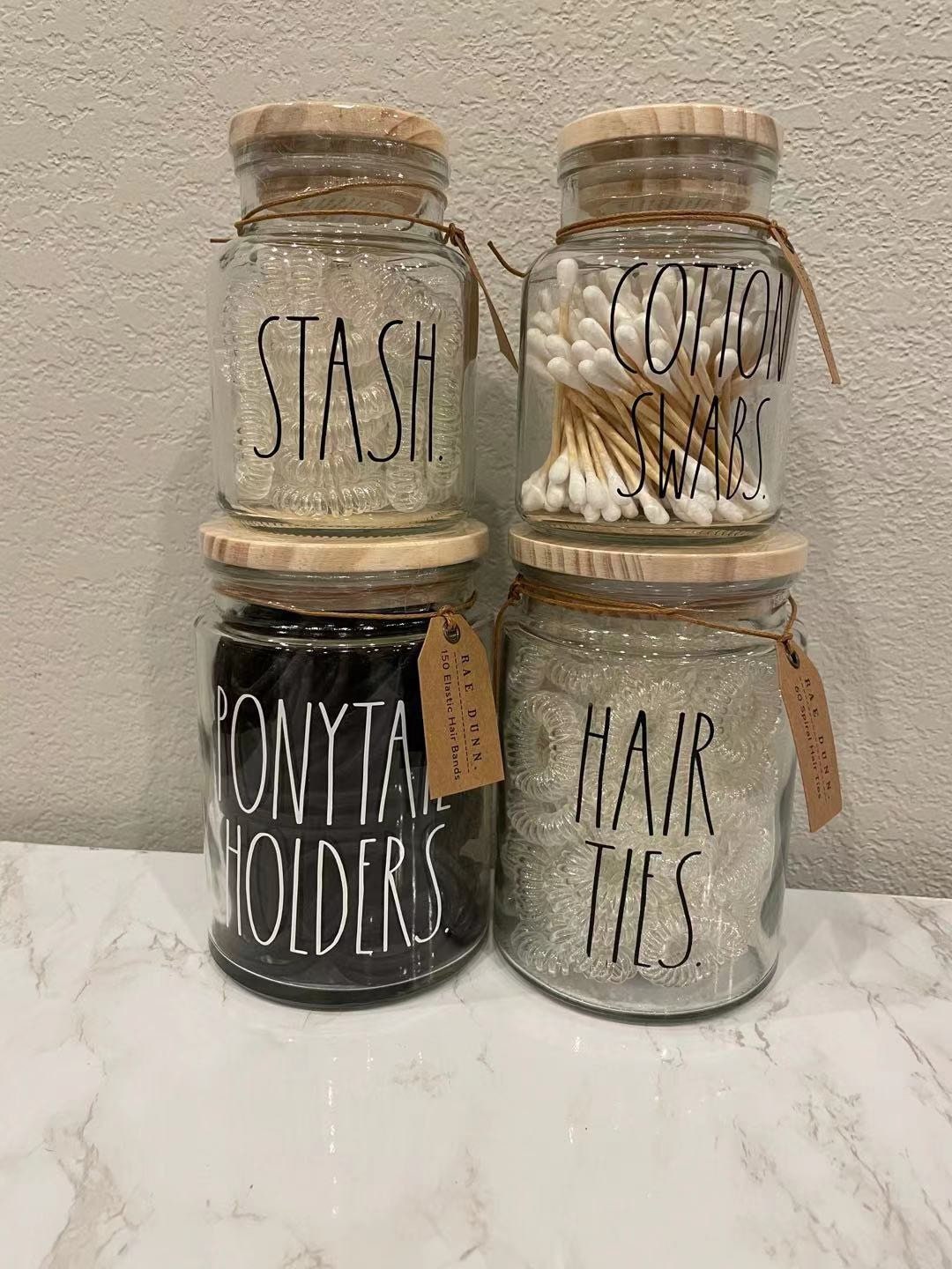 Farm House Hair Ties Bobby Pins Jar - Storage Jar - Glass  display picture 1