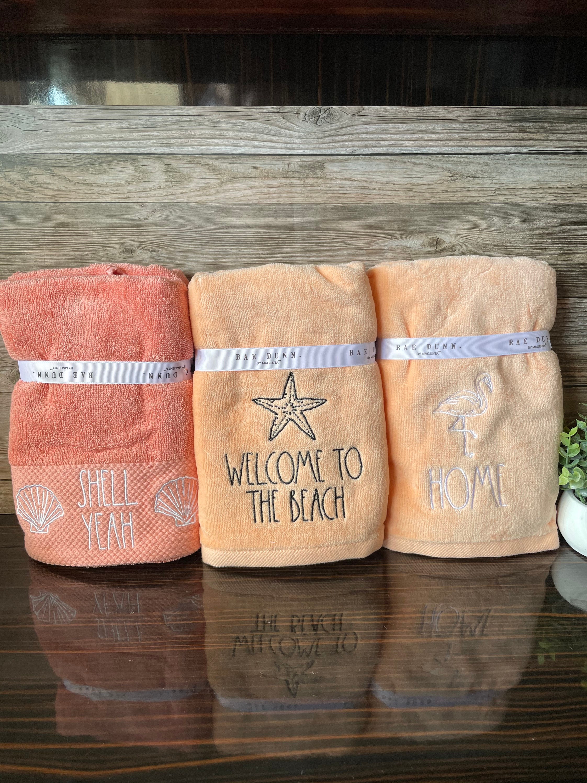 New Rae Dunn orange 2-piece Bathroom Hand Towel set HELLO FALL