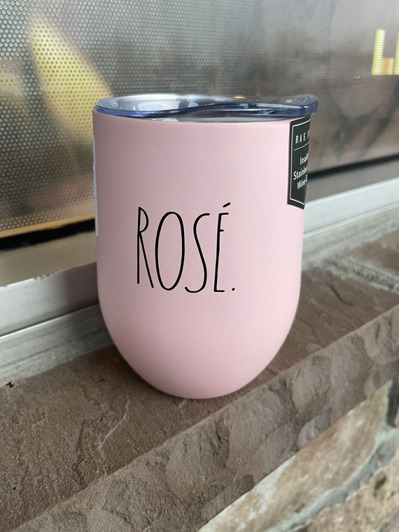 Farm House ROSE - ROSÉ insulated wine tumbler - pink tumbler with lid -  gift idea