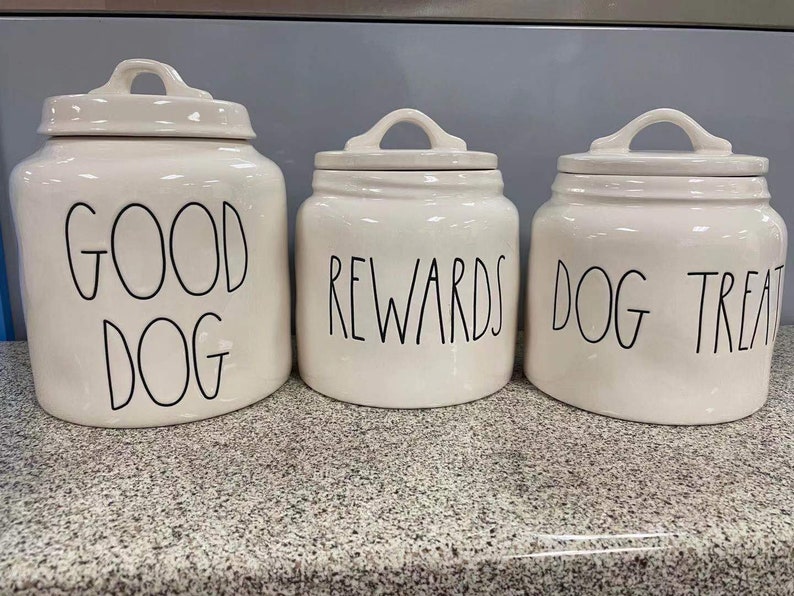 Rae Dunn DOG TREAT canister dog food storage ceramic jar Etsy