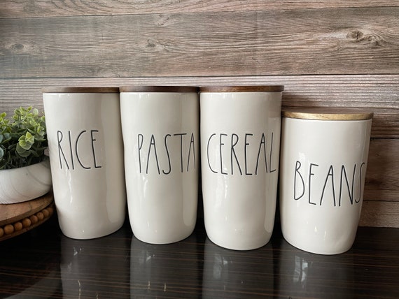 Farm House Beans Rice Pasta Cereal Canister / Cellar Ceramic Jar