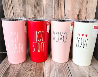 Tumbler, Teddy Bear, and customized note in nice valentine's box Rae Dunn Insulated Tumbler with lid Valentines set *Balloon-optional