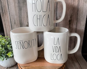 Farm House  Mugs - senorita mug - Hola Chica - La Vida Loca - Spanish mug - ceramic coffee mug - funny mug - gift idea