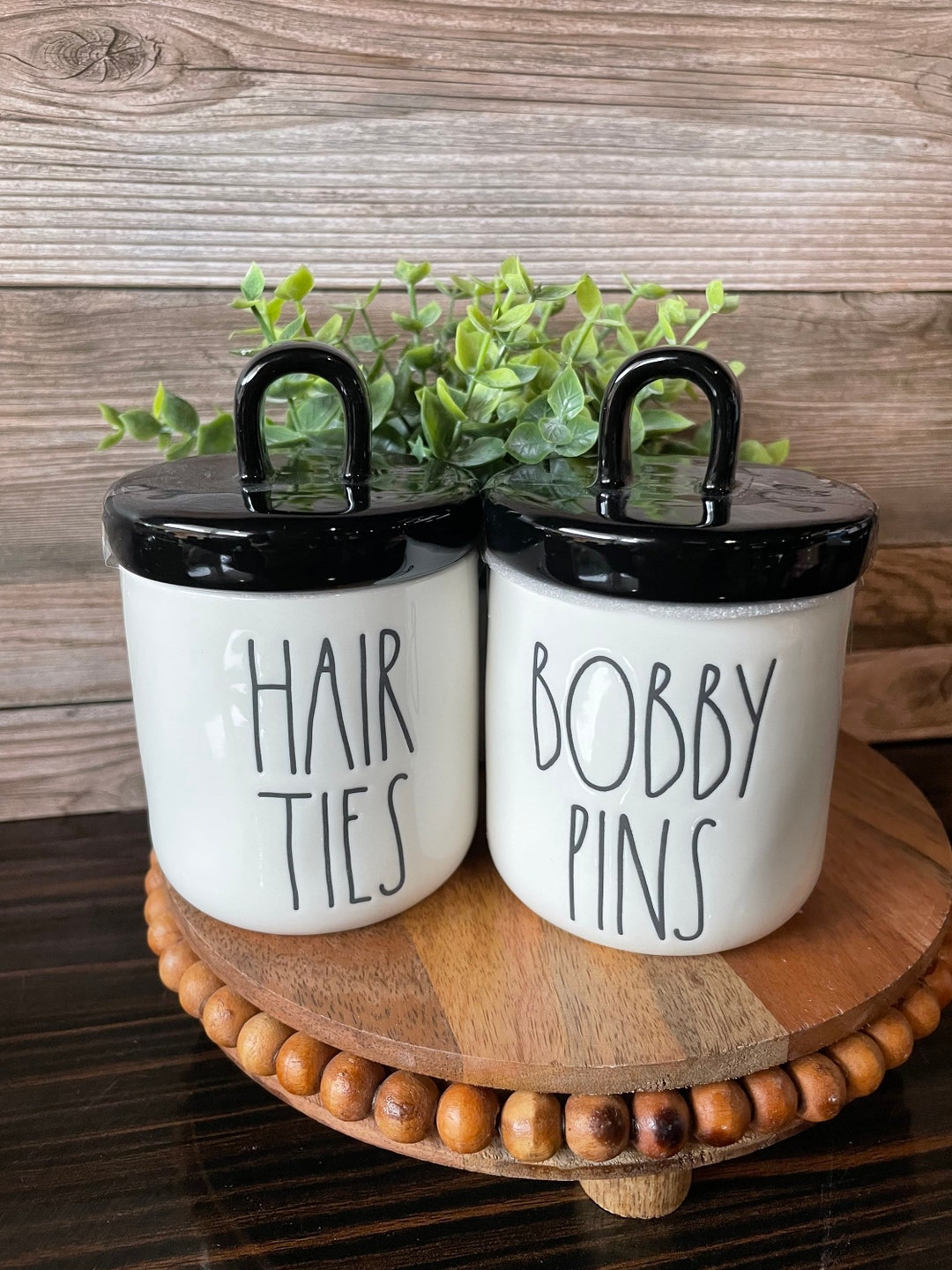 Farm House Hair Ties Bobby Pins Jar Storage Jar Ceramic Jar Bathroom
