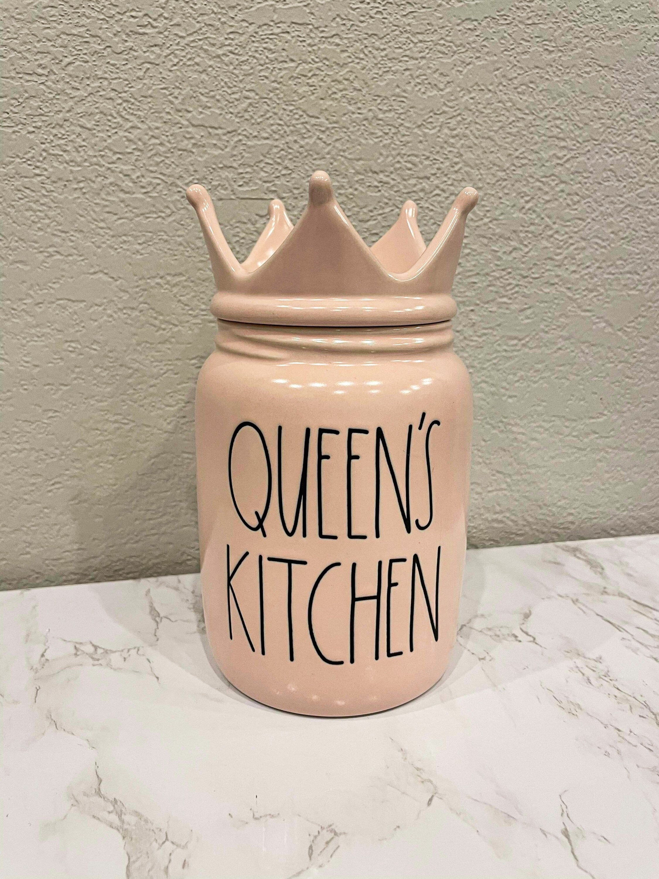 Queens Kitchen Canister Crown Topper Cookies Canister Ceramic Farmhouse