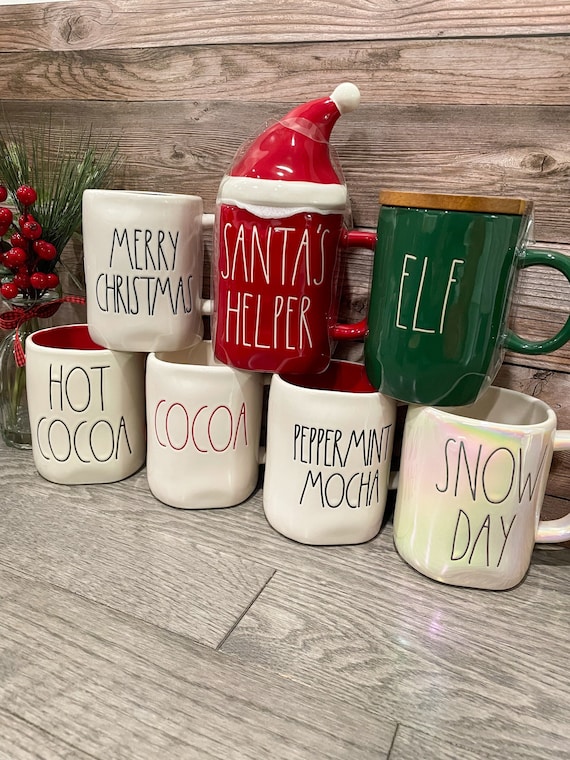 Farm House  Christmas Mugs - Merry Christmas mug - Hot Cocoa Mug - Peppermint Mocha mug - coffee mug - gift idea - festive cheerful mug