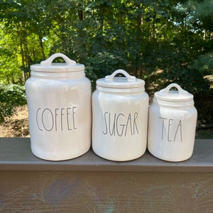 Farm House  Sugar canister - coffee canister - tea canister - ceramic jar - farmhouse style canister - flat lids - canister set - sugar jar
