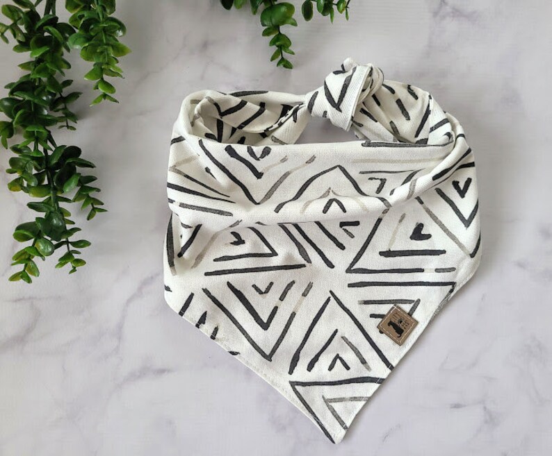 Neutral Triangle Bandana Dog Bandana Tie On Bandana Modern Print Modern Noir Geometric Print Dog Accessories